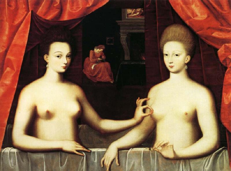 unknow artist Gabrielle d'Estrees and Her Sister,the Duchesse de Villars china oil painting image